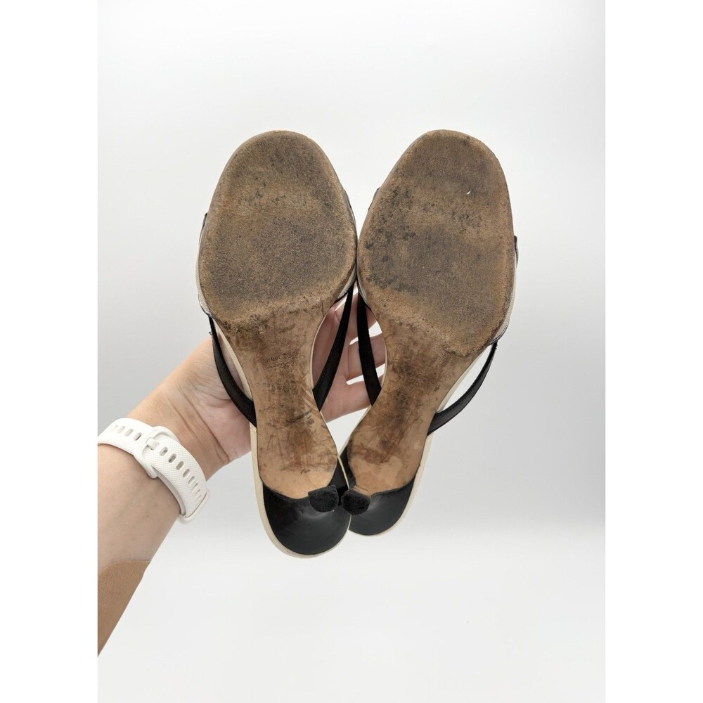 Gucci Black Leather & Canvas Kitten Heels Vintage Y2K Size EU 35.5 - Picture 11 of 13
